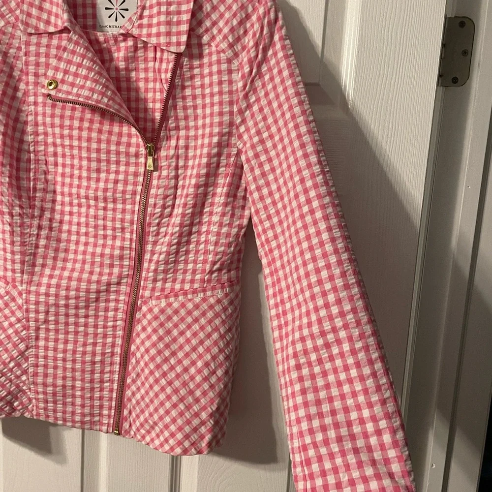 NWOT Issac Mizrahi Live Gingham Jacket - Picture 7 of 16